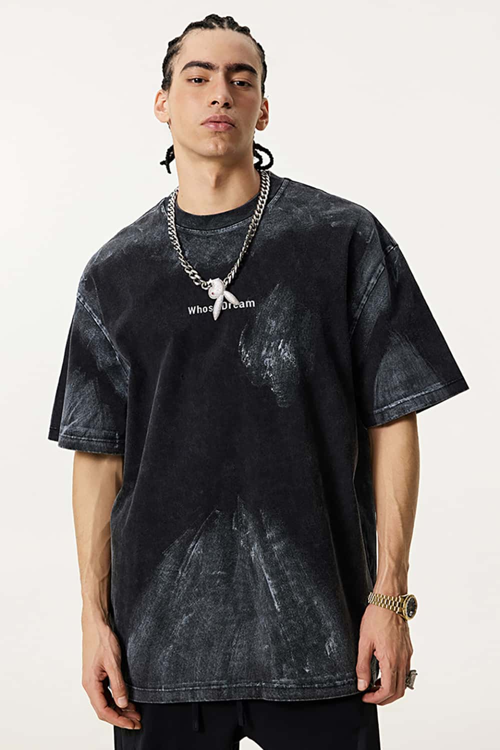 Custom Distressed Graffiti Paint Short Sleeve T-Shirt