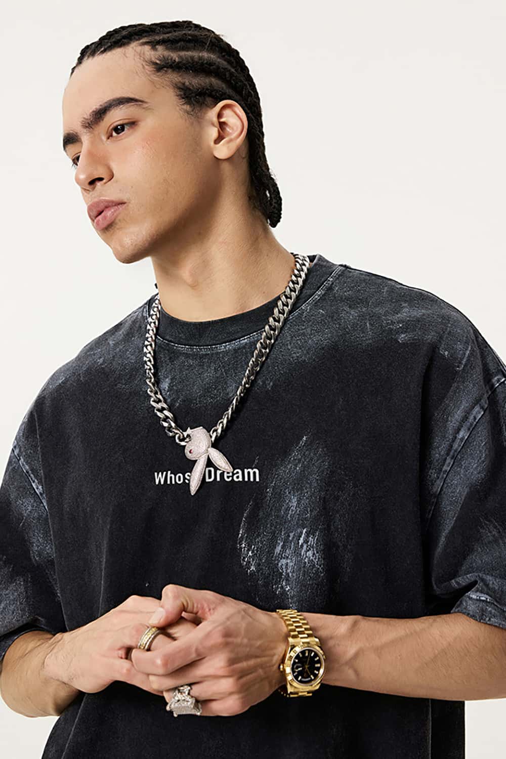 Custom Distressed Graffiti Paint Short Sleeve T-Shirt