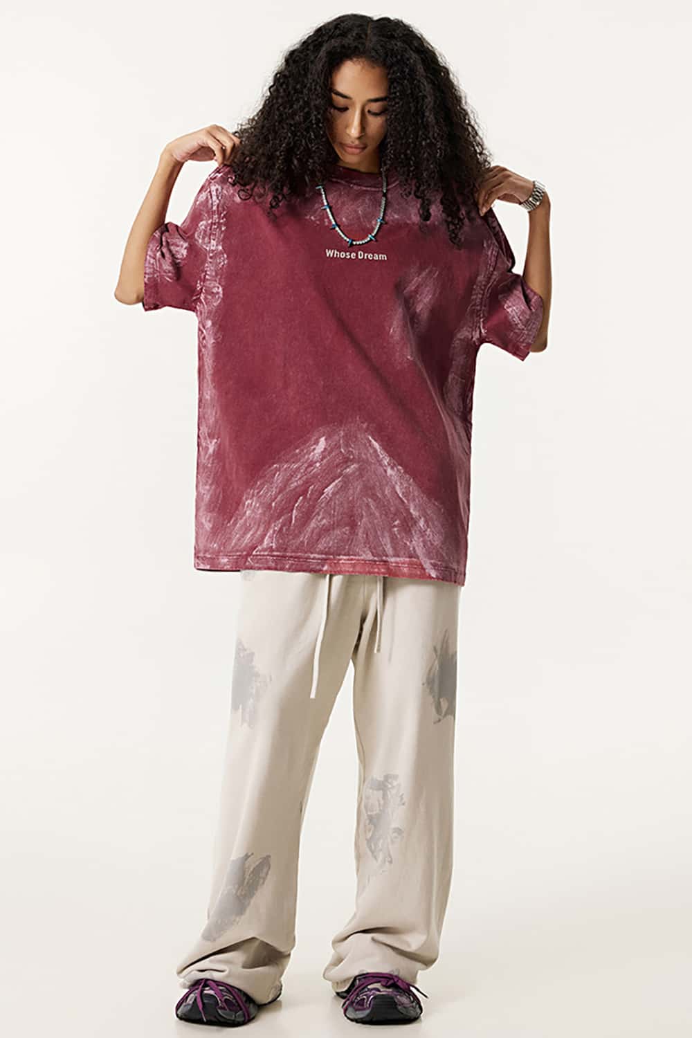 Custom Distressed Graffiti Paint Short Sleeve T-Shirt