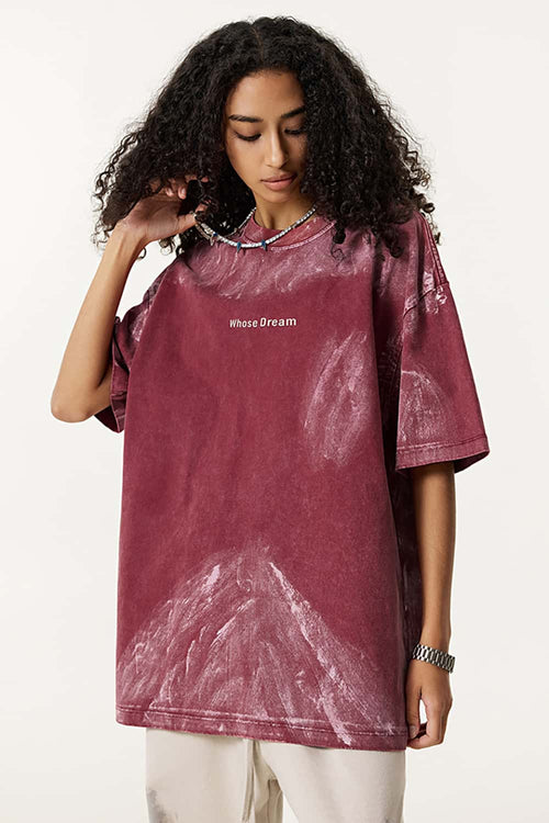 Distressed Painted Graphic Vintage Tee - Vintage Red