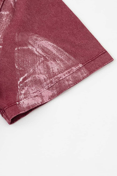 Distressed Painted Graphic Vintage Tee - Vintage Red