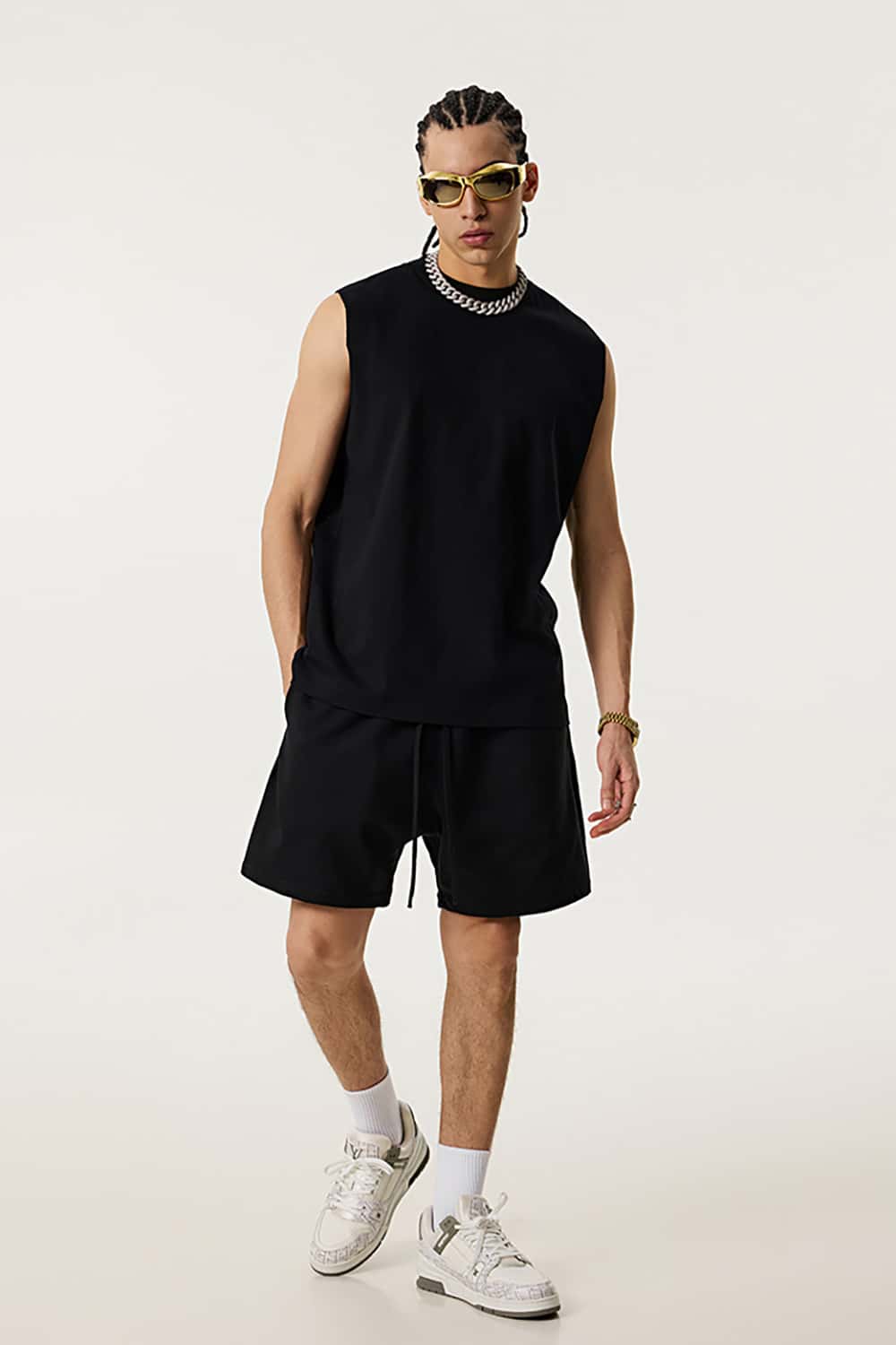 Quick-Dry Mock Neck Sleeveless Sports Tank Top - Sun Protective