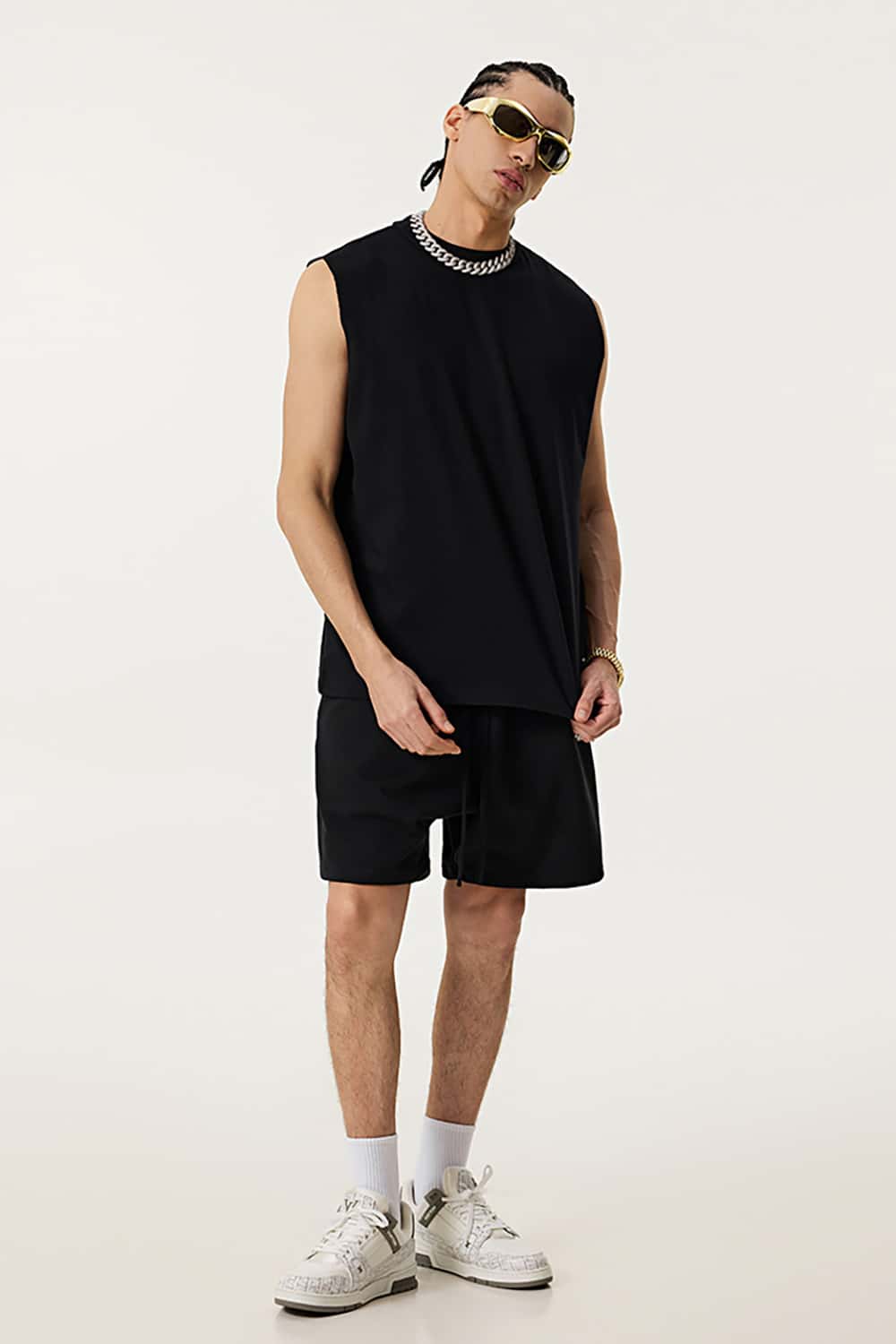 Quick-Dry Mock Neck Sleeveless Sports Tank Top - Sun Protective