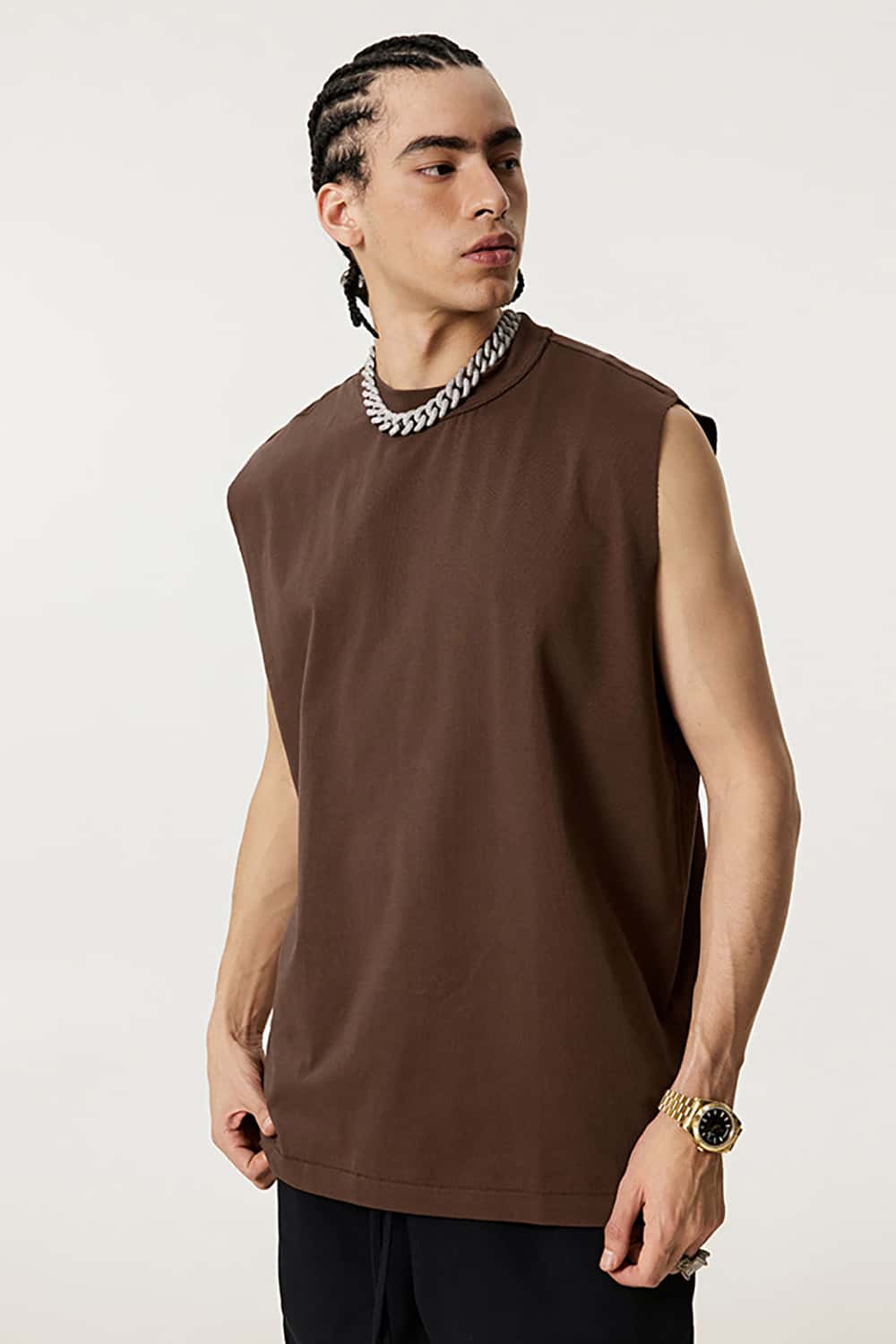 Quick-Dry Mock Neck Sleeveless Sports Tank Top - Sun Protective