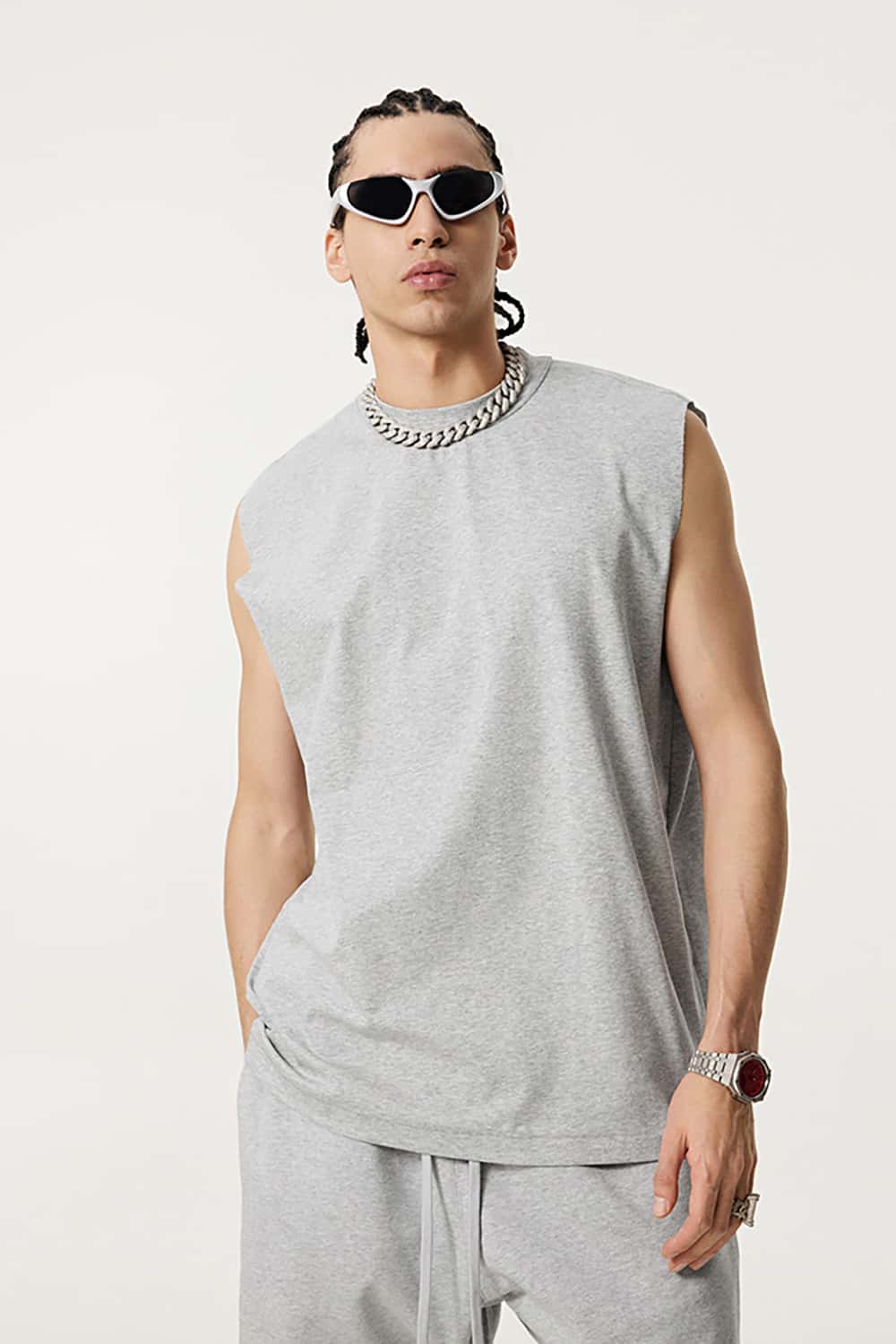 Quick-Dry Mock Neck Sleeveless Sports Tank Top - Sun Protective