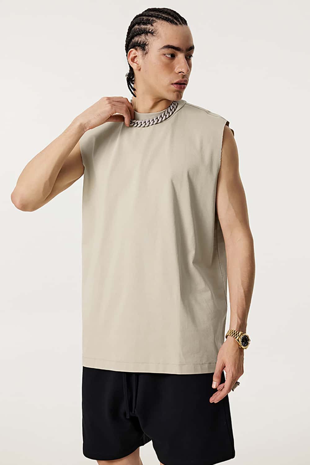 Quick-Dry Mock Neck Sleeveless Sports Tank Top - Sun Protective