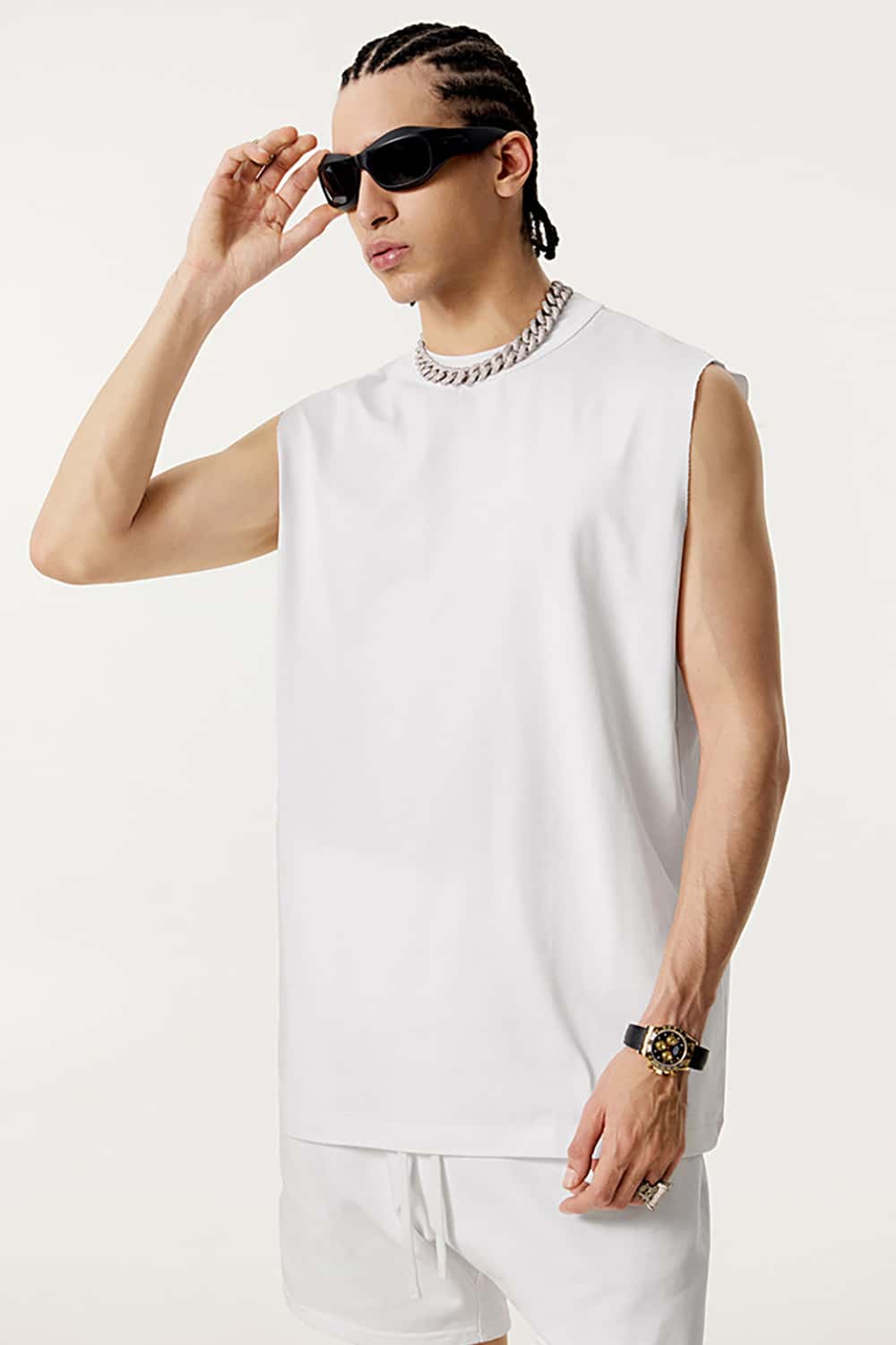 Quick-Dry Mock Neck Sleeveless Sports Tank Top - Sun Protective
