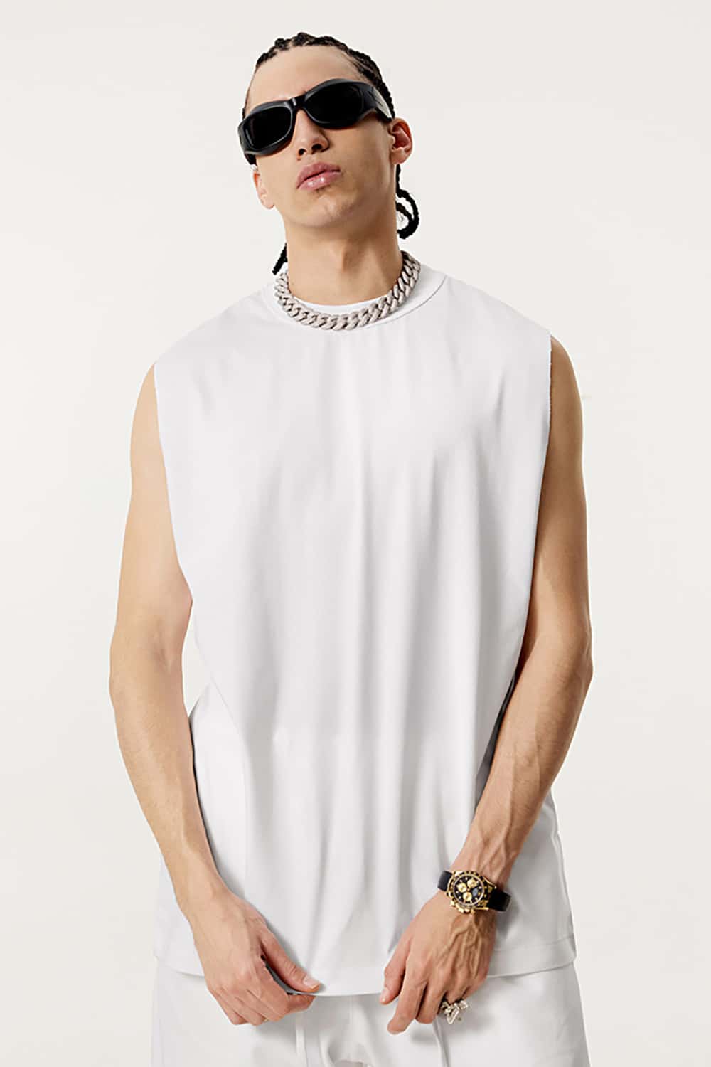 Quick-Dry Mock Neck Sleeveless Sports Tank Top - Sun Protective