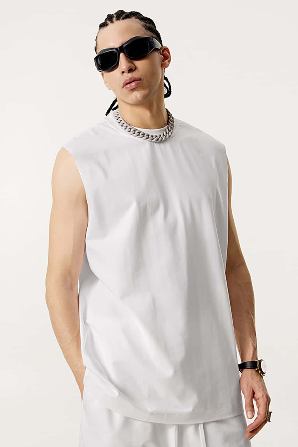 Quick-Dry Mock Neck Sleeveless Sports Tank Top - Sun Protective