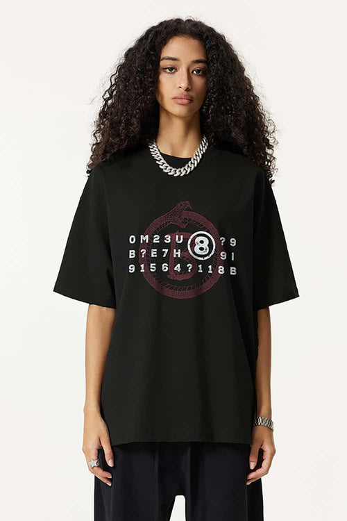 Vintage Snake Print Essential Tee - Black