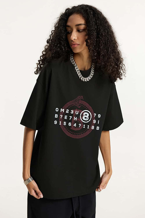 Vintage Snake Print Essential Tee - Black