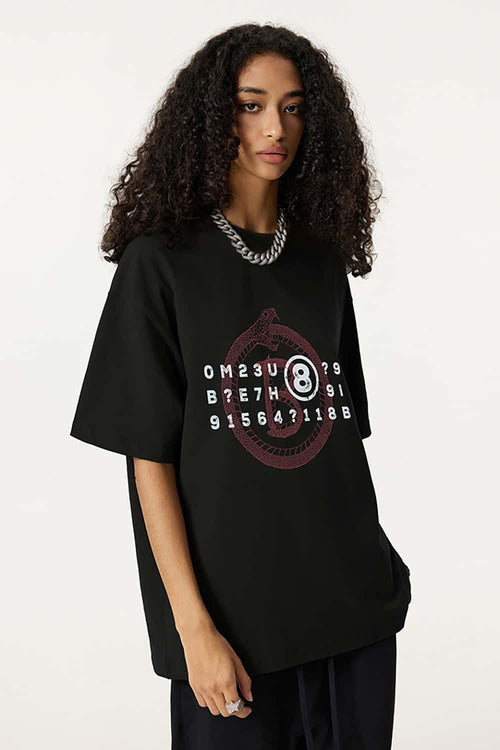 Vintage Snake Print Essential Tee - Black