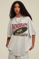 Vintage Phonograph Graphic Tee - Oat Gray