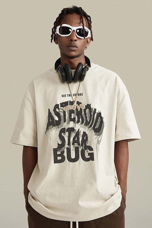 Distressed Washed Graphic Tee - Gray Apricot