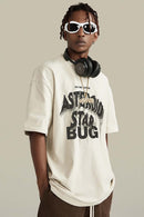 Distressed Washed Graphic Tee - Gray Apricot