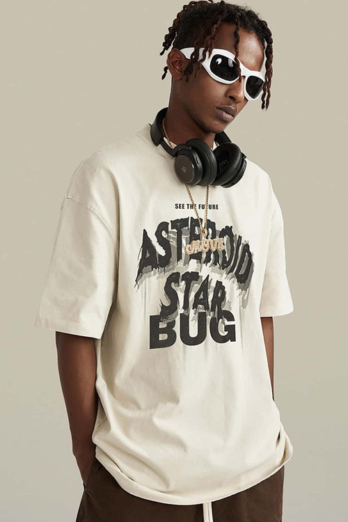 Distressed Washed Graphic Tee - Gray Apricot