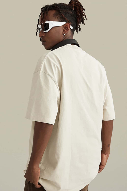 Distressed Washed Graphic Tee - Gray Apricot