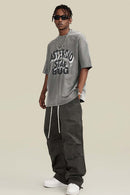 Distressed Washed Graphic Tee - Medium Gray