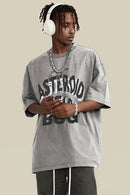 Distressed Washed Graphic Tee - Medium Gray