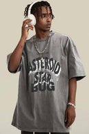 Distressed Washed Graphic Tee - Medium Gray