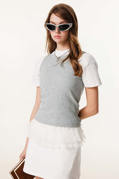 Heavyweight Slim-Fit Tank Top - Flower Gray
