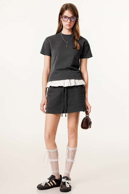 Durable Washed Solid Short-Sleeve Tee - Dark Gray