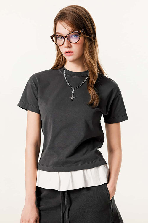 Durable Washed Solid Short-Sleeve Tee - Dark Gray