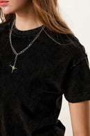 Durable Washed Solid Short-Sleeve Tee - Fried Snowflakes