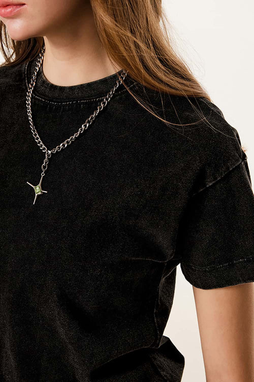 Durable Washed Solid Short-Sleeve Tee - Fried Snowflakes