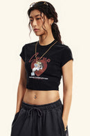 Vintage Washed Cropped Graphic Tee - Fried Snowflakes