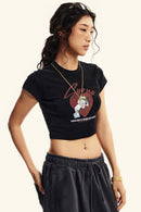 Vintage Washed Cropped Graphic Tee - Fried Snowflakes