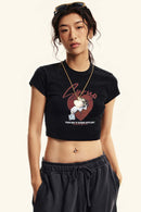 Vintage Washed Cropped Graphic Tee - Fried Snowflakes