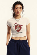 Vintage Washed Cropped Graphic Tee - Slate Rice