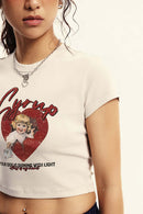 Vintage Washed Cropped Graphic Tee - Slate Rice
