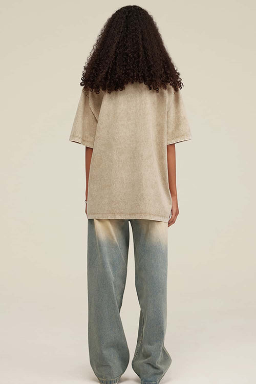 Vintage Washed Graphic Short-Sleeve Tee - Khaki