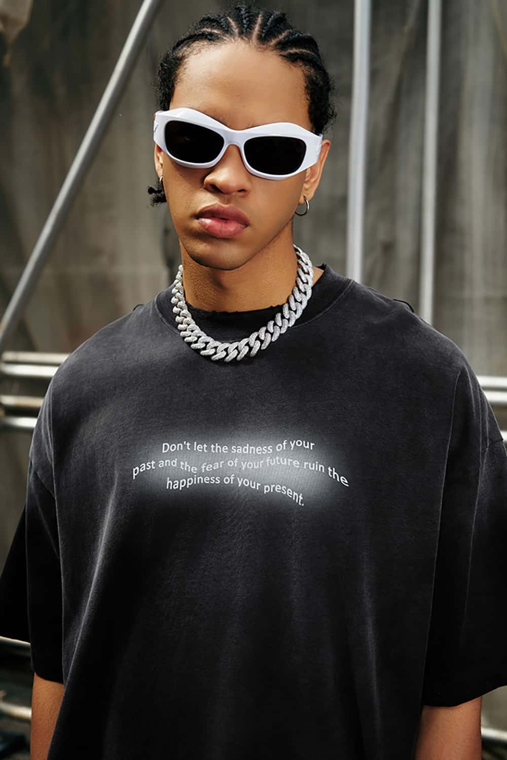 Loose Street Style Vintage Wash Heavyweight Short-Sleeve T-Shirt with Small Collar