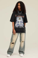 Washed Angel Graphic Short-Sleeve Tee - Fried Snowflakes