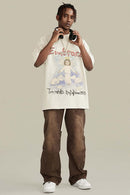 Washed Angel Graphic Short-Sleeve Tee - Gray Apricot
