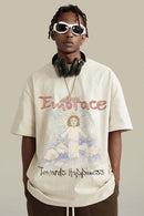 Washed Angel Graphic Short-Sleeve Tee - Gray Apricot