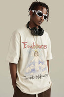 Washed Angel Graphic Short-Sleeve Tee - Gray Apricot