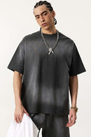 Spray-Washed Vintage Cotton Tee - Dark Gray