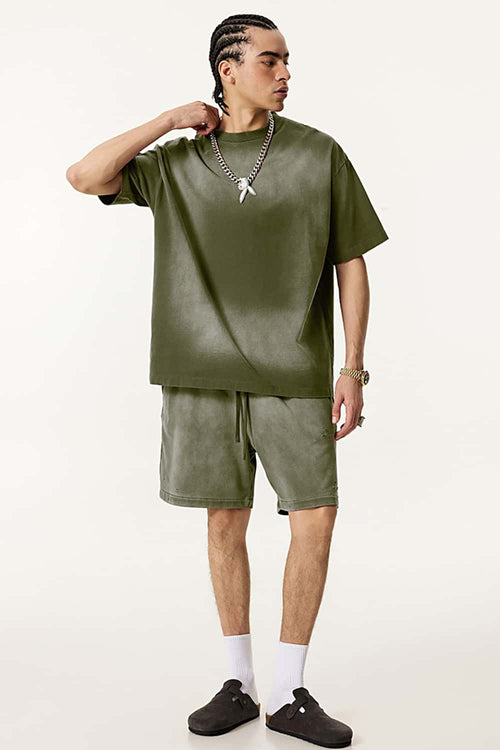 Spray-Washed Vintage Cotton Tee - Vintage Army Green