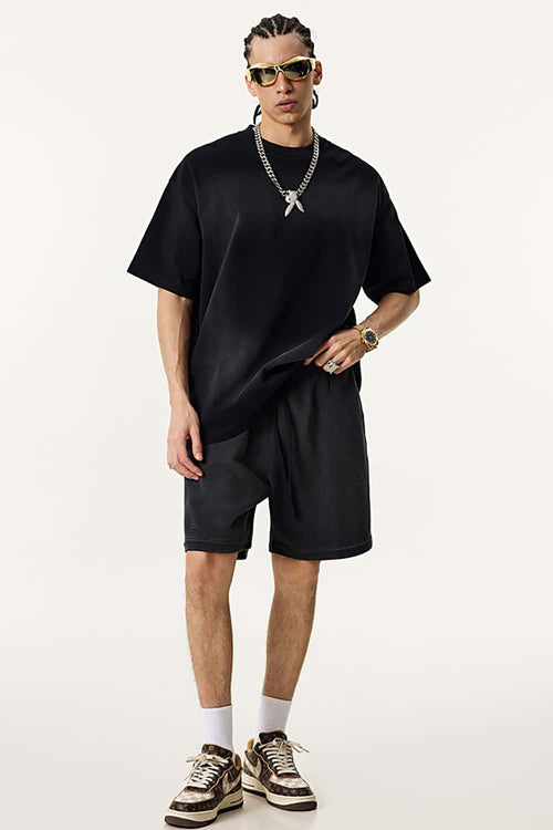 Spray-Washed Vintage Cotton Tee - Vintage Black