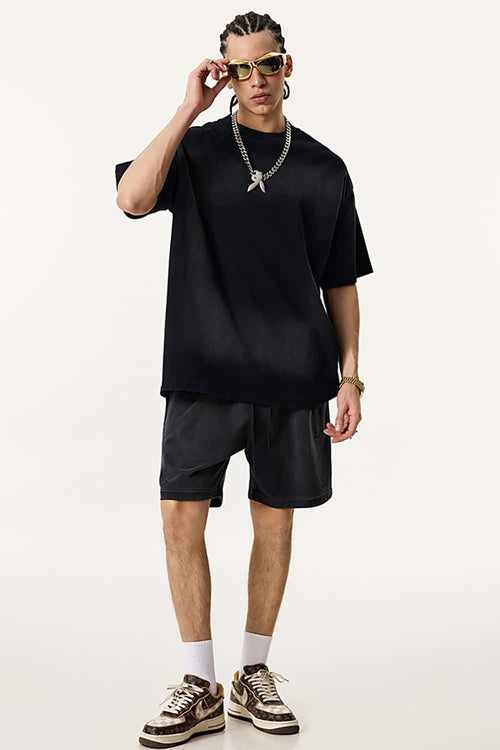 Spray-Washed Vintage Cotton Tee - Vintage Black