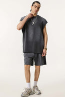 Distressed Cutoff Tank - Dark Gray
