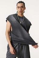 Distressed Cutoff Tank - Dark Gray