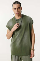 Distressed Cutoff Tank - Vintage Army Green