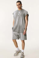 Distressed Cutoff Tank - Vintage Medium Gray
