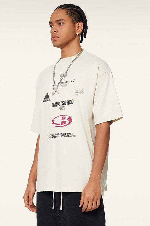 Heavyweight Boxy Graphic Tee - Gray Apricot