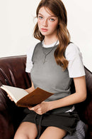 Washed Gradient Distressed Active Tank - Dark Gray